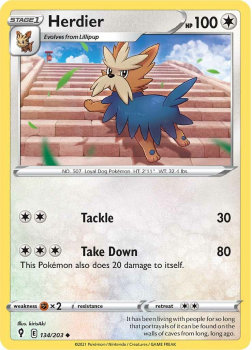 Herdier : SWORD AND SHIELD - EVOLVING SKIES - 134/203 - Pokemon Single Card