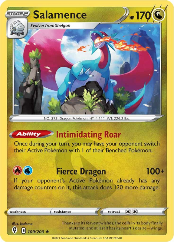 Salamence (REVERSE HOLO) : SWORD AND SHIELD - EVOLVING SKIES - 109/203 - Pokemon Single Card Salamence (REVERSE HOLO) : SWORD AND SHIELD - EVOLVING SKIES - 109/203 - Pokemon Single Card