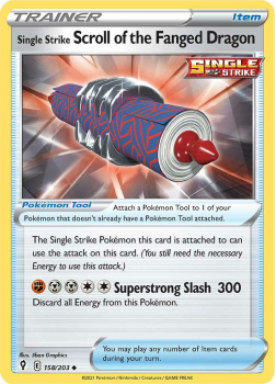 Single Strike Scroll of the Fanged Dragon : SWORD AND SHIELD - EVOLVING SKIES - 158/203 - Pokemon Single Card