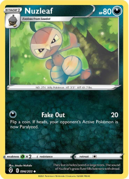 Nuzleaf : SWORD AND SHIELD - EVOLVING SKIES - 96/203 - Pokemon Single Card