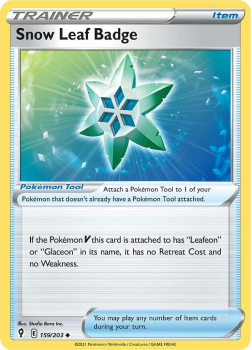 Snow Leaf Badge : SWORD AND SHIELD - EVOLVING SKIES - 159/203 - Pokemon Single Card