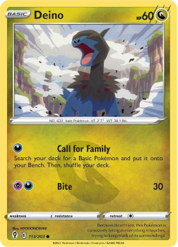 Deino : SWORD AND SHIELD - EVOLVING SKIES - 113/203 - Pokemon Single Card