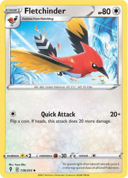 Fletchinder : SWORD AND SHIELD - EVOLVING SKIES - 139/203 - Pokemon Single Card