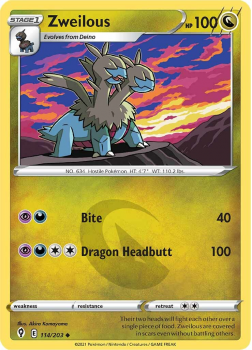 Zweilous : SWORD AND SHIELD - EVOLVING SKIES - 114/203 - Pokemon Single Card