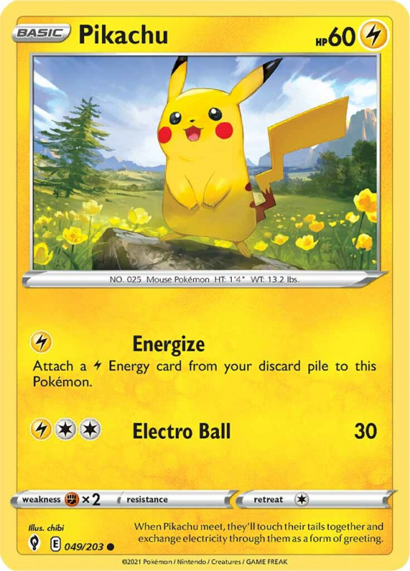 Pikachu SWORD AND SHIELD EVOLVING SKIES 49 203 Pokemon Single Card