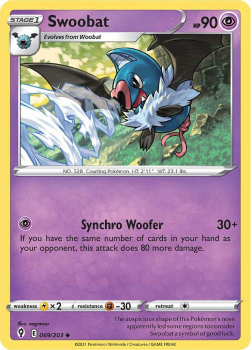 Swoobat : SWORD AND SHIELD - EVOLVING SKIES - 69/203 - Pokemon Single Card