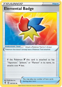 Elemental Badge : SWORD AND SHIELD - EVOLVING SKIES - 147/203 - Pokemon Single Card