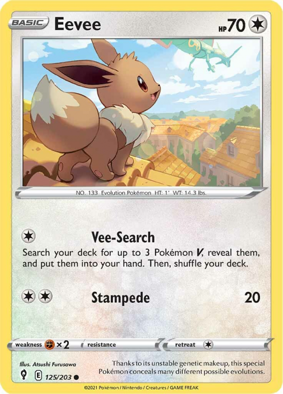 Eevee SWORD AND SHIELD EVOLVING SKIES 125 203 Pokemon Single Card