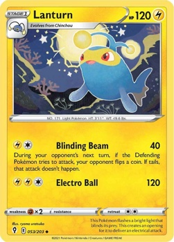 Lanturn : SWORD AND SHIELD - EVOLVING SKIES - 53/203 - Pokemon Single Card