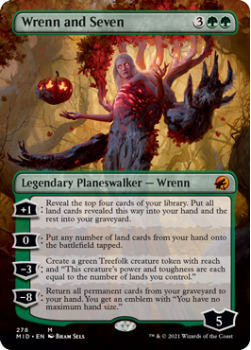 Wrenn and Seven (BORDERLESS) (FOIL) : INNISTRAD MIDNIGHT HUNT 278 - Magic the Gathering Single Card