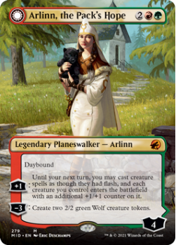 Arlinn, the Pack's Hope // Arlinn, the Moons Fury (BORDERLESS) (FOIL) : INNISTRAD MIDNIGHT HUNT 279 - Magic the Gathering Single Card