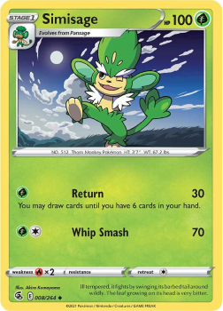 Simisage : SWORD AND SHIELD - FUSION STRIKE 08/264 - Pokemon Single Card