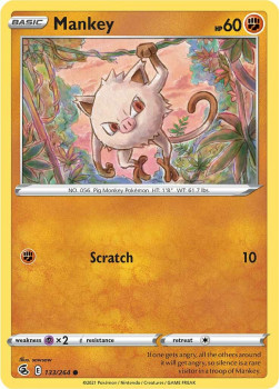 Mankey : SWORD AND SHIELD - FUSION STRIKE 133/264 - Pokemon Single Card