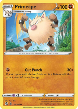 Primeape : SWORD AND SHIELD - FUSION STRIKE 134/264 - Pokemon Single Card