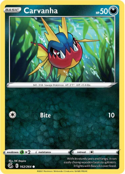 Carvanha : SWORD AND SHIELD - FUSION STRIKE 162/264 - Pokemon Single Card