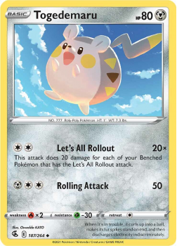 Togedemaru : SWORD AND SHIELD - FUSION STRIKE 187/264 - Pokemon Single Card