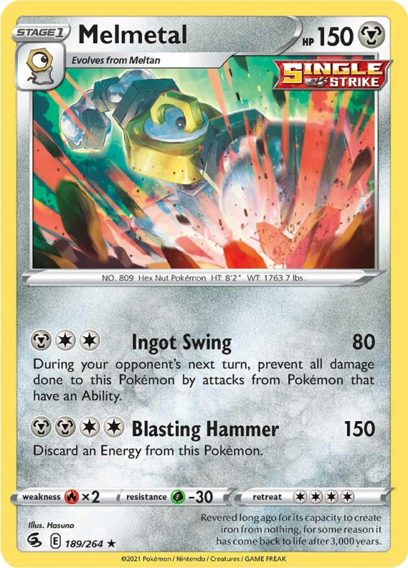 Melmetal (REVERSE HOLO) : SWORD AND SHIELD - FUSION STRIKE 189/264 - Pokemon Single Card Melmetal (REVERSE HOLO) : SWORD AND SHIELD - FUSION STRIKE 189/264 - Pokemon Single Card