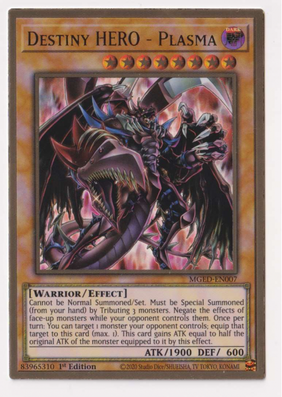 Destiny HERO - Plasma (Alternate Art) (Gold Rare) : MGED-EN007 - Yu-Gi-Oh! Single Card Destiny HERO - Plasma (Alternate Art) (Gold Rare) : MGED-EN007 - Yu-Gi-Oh! Single Card