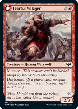 Fearful Villager // Fearsome Werewolf (FOIL) : 157/277 INNISTRAD CRIMSON VOW - Magic the Gathering Single Card