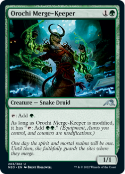 Orochi Merge-Keeper : 203/302 KAMIGAWA NEON DYNASTY - Magic the Gathering Single Card