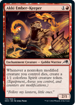 Akki Ember-Keeper : 130/302 KAMIGAWA NEON DYNASTY - Magic the Gathering Single Card