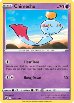 Chimecho : SWORD AND SHIELD - BRILLIANT STARS 63/172 - Pokemon Single Card