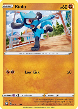 Riolu : SWORD AND SHIELD - BRILLIANT STARS 78/172 - Pokemon Single Card
