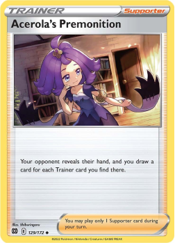 Acerola's Premonition : SWORD AND SHIELD - BRILLIANT STARS 129/172 - Pokemon Single Card