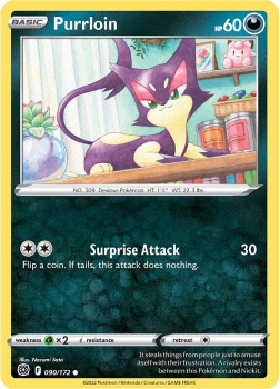 Purrloin : SWORD AND SHIELD - BRILLIANT STARS 90/172 - Pokemon Single Card