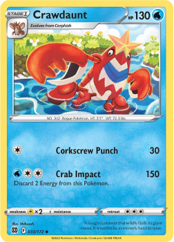 Crawdaunt : SWORD AND SHIELD - BRILLIANT STARS 33/172 - Pokemon Single Card