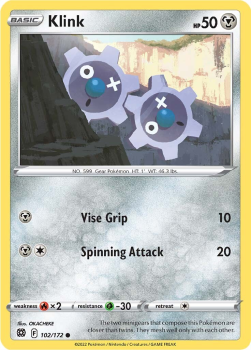 Klink : SWORD AND SHIELD - BRILLIANT STARS 102/172 - Pokemon Single Card
