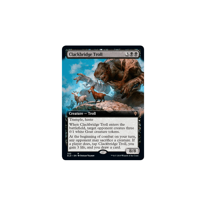 Clackbridge Troll (BORDERLESS) (FOIL) : THRONE OF ELDRAINE 353/269 - Magic the Gathering Single Card Clackbridge Troll (BORDERLESS) (FOIL) : THRONE OF ELDRAINE 353/269 - Magic the Gathering Single Card