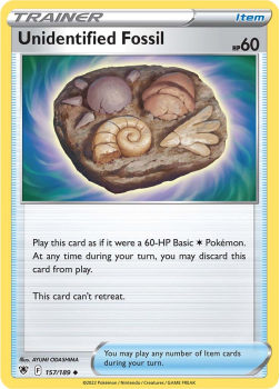 Unidentified Fossil : SWORD AND SHIELD ASTRAL RADIANCE 157/189 - Pokemon Single Card