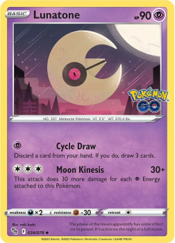 Lunatone : Pokemon Go! 34/078 - Pokemon Single Card