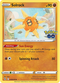 Solrock : Pokemon Go! 39/078 - Pokemon Single Card