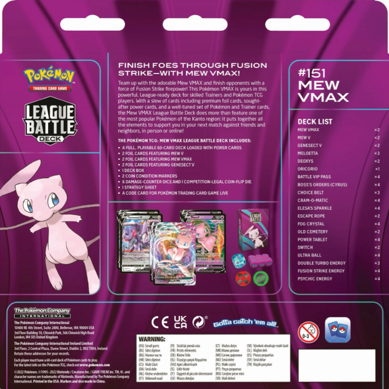 Pokemon Mew VMax League Battle Deck Pokemon Mew VMax League Battle Deck