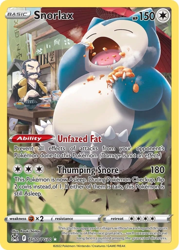 Snorlax SWORD AND SHIELD LOST ORIGIN TG10/TG30 Pokemon Single Card