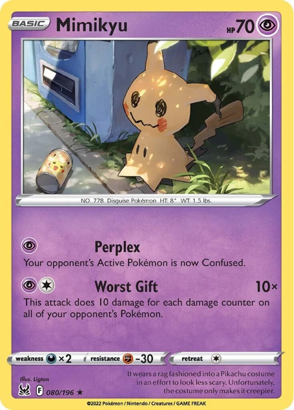 Mimikyu SWORD AND SHIELD LOST ORIGIN 80 196 Pokemon Single Card mimikyu-sword-and-shield-lost-origin-80-196-pokemon-single-card