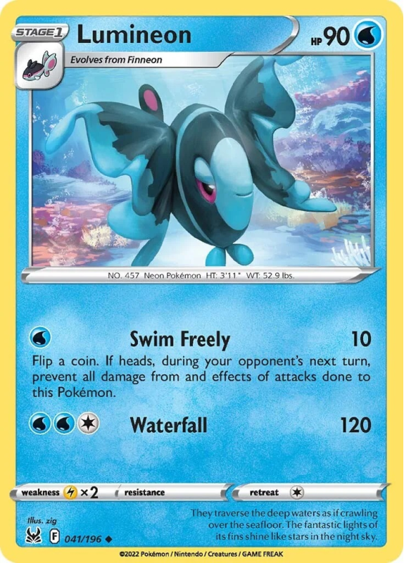 Lumineon : SWORD AND SHIELD LOST ORIGIN 41/196 - Pokemon Single Card Lumineon : SWORD AND SHIELD LOST ORIGIN 41/196 - Pokemon Single Card