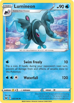 Lumineon : SWORD AND SHIELD LOST ORIGIN 41/196 - Pokemon Single Card
