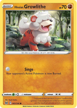 Hisuian Growlithe : SWORD AND SHIELD LOST ORIGIN 83/196 - Pokemon Single Card