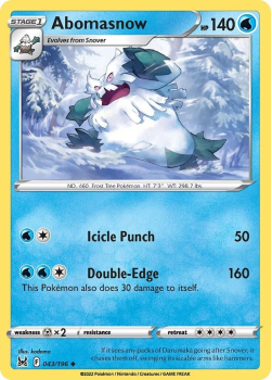 Abomasnow : SWORD AND SHIELD LOST ORIGIN 43/196 - Pokemon Single Card