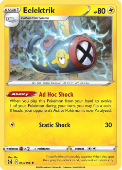 Eelektrik : SWORD AND SHIELD LOST ORIGIN 60/196 - Pokemon Single Card