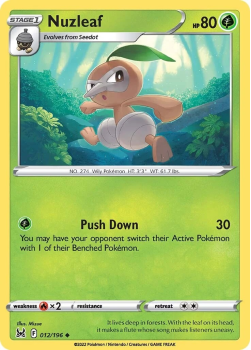 Nuzleaf : SWORD AND SHIELD LOST ORIGIN 12/196 - Pokemon Single Card