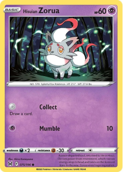 Hisuian Zorua : SWORD AND SHIELD LOST ORIGIN 75/196 - Pokemon Single Card