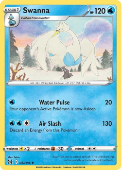 Swanna : SWORD AND SHIELD LOST ORIGIN 47/196 - Pokemon Single Card