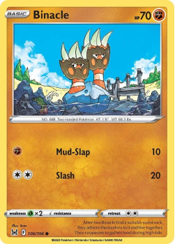 Binacle : SWORD AND SHIELD LOST ORIGIN 106/196 - Pokemon Single Card