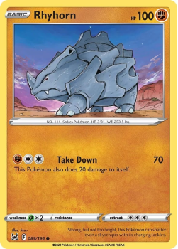 Rhyhorn : SWORD AND SHIELD LOST ORIGIN 89/196 - Pokemon Single Card