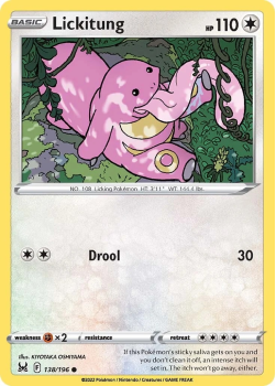 Lickitung : SWORD AND SHIELD LOST ORIGIN 138/196 - Pokemon Single Card