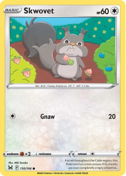 Skwovet : SWORD AND SHIELD LOST ORIGIN 150/196 - Pokemon Single Card